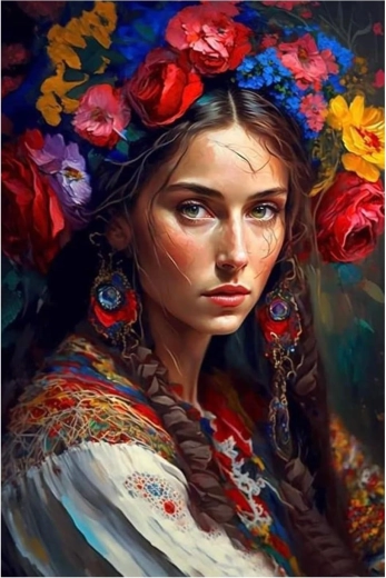 Диамантено рисуване – славянска жена 30 × 40 см