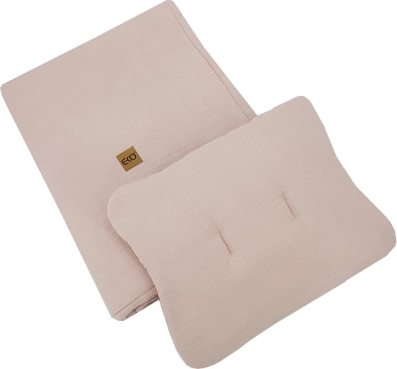 EKO muslin crib set, 2-piece, beige (30 × 40 cm, 75 × 100 cm)