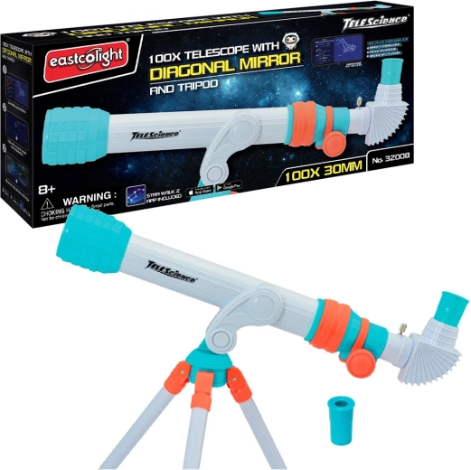 Astronomical telescope with up to 100× magnification, tripod, and Star Walk 2 app