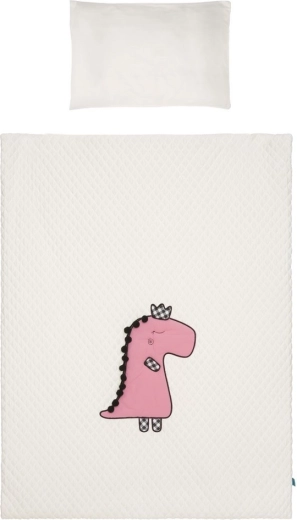 3-piece baby crib bedding BELISIMA Dino 3D cream–pink 100 × 135 cm