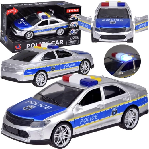 Police car with lights and sounds, opening doors