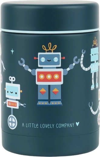 A Little Lovely Company insulated stainless steel food container with robots