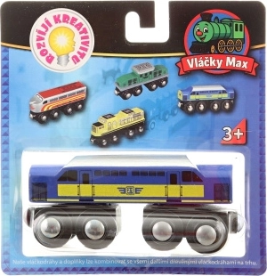 Max Trains blue locomotive for wooden railway track