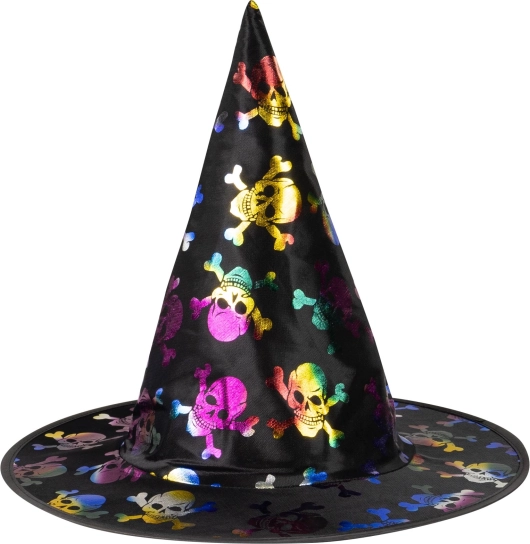 Kids' witch hat with colorful skulls