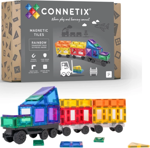 Connetix Rainbow Transport Pack magnetic building set 50 pieces