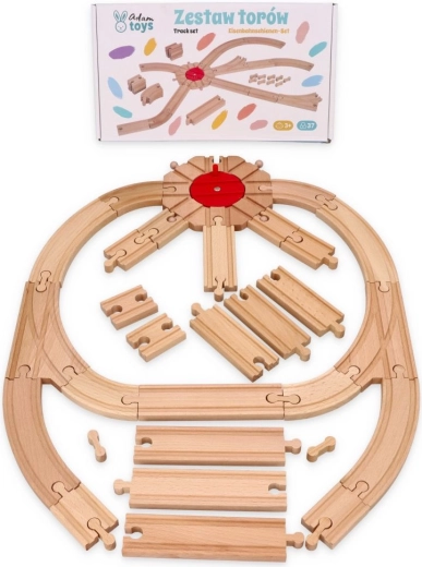 Дървен комплект релси 37 части Adam Toys