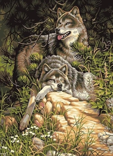 Диамантено рисуване „Вълци в гората“ 30 × 40 см