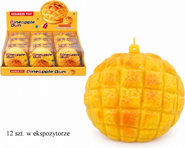 Squeezable anti-stress toy shaped like a crispy bread roll