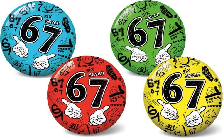 Inflatable Ball 11 cm Six Seven – educational ball with numbers, 4 colors
