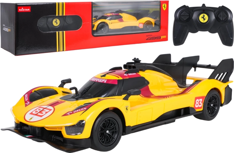 Remote-Controlled Ferrari 499P Car, Yellow, 1:24 RASTAR