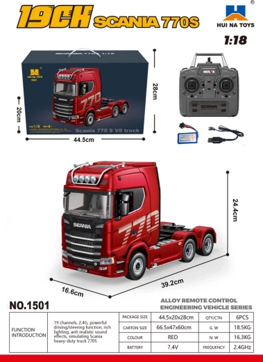 Радиоуправляем камион SCANIA 770S 1:18, червен