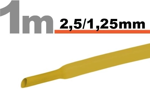 Жълта термосвиваема тръбичка 2,5/1,25 mm