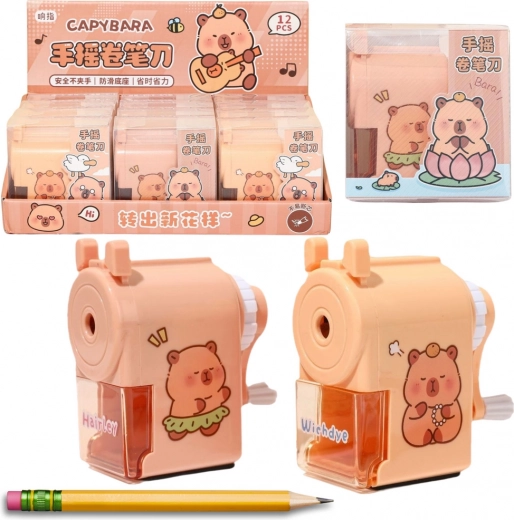 Manual Pencil Sharpener with Capybara and Shavings Container