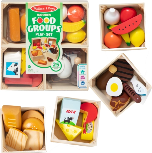Дървен комплект храни FOOD GROUPS 25 бр.