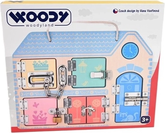WOODYLAND Образователна дъска за занимания със заключващи механизми