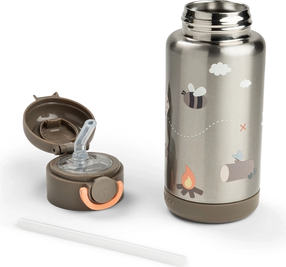 Done by Deer insulated bottle with straw Tiny trails sand 340 ml