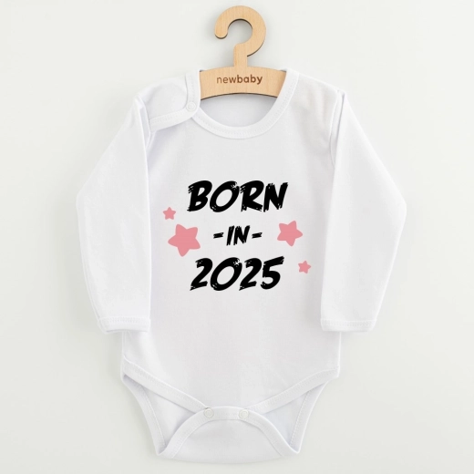 Baby bodysuit with print new baby born in 2025, pink, size 68