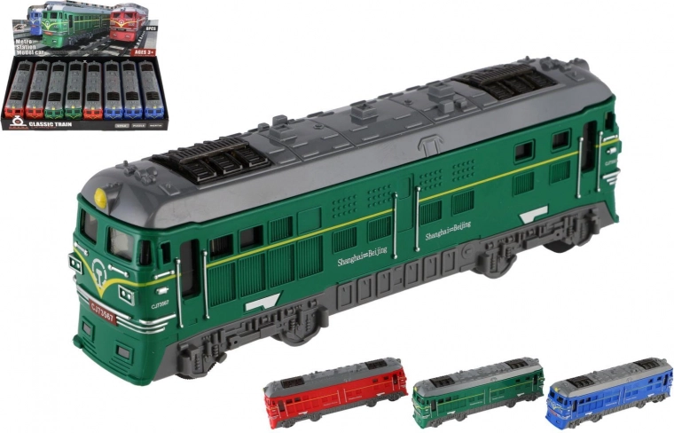 Plastic locomotive 18 cm with flywheel, 3 colors