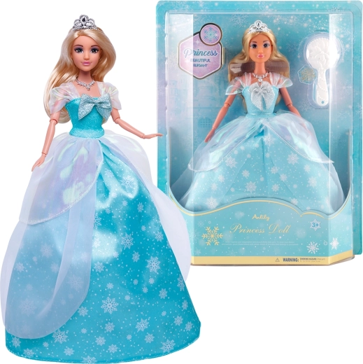 Fashion doll in a blue princess dress