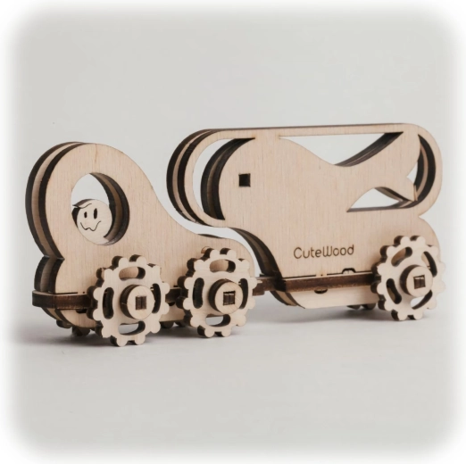 CuteWood wooden 3D puzzle Fish Cart