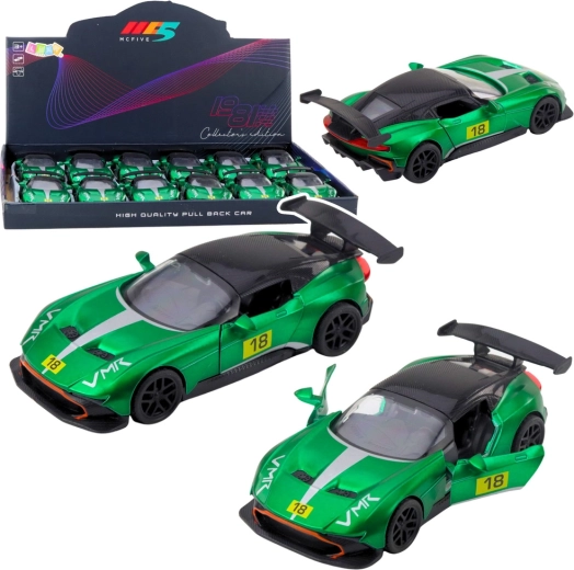 Metal 1:32 Racing Car with Pull-Back Drive and Opening Doors – Green