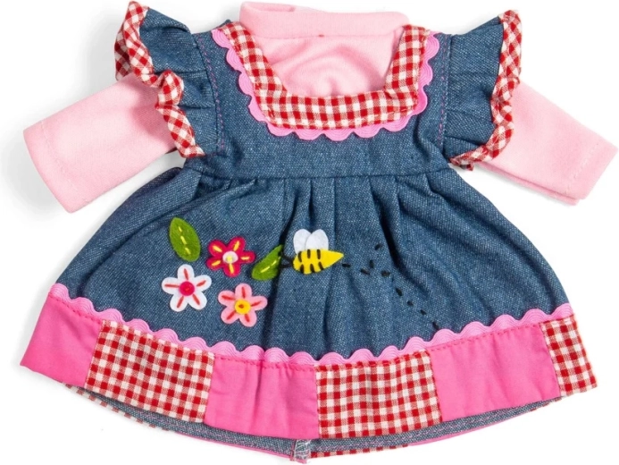 Bigjigs Toys дънкова рокля с розов кант за кукла 34 см