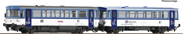 Roco diesel railcar ČD 810 472-1 with BDtax trailer car (Najbrt), TT