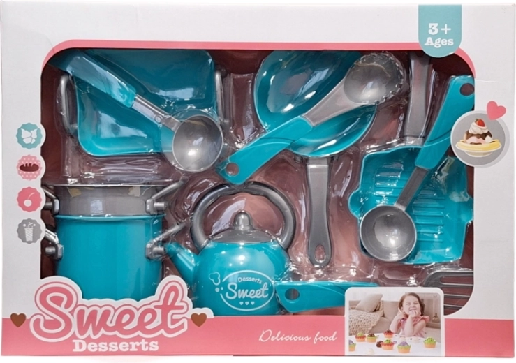 Children’s kitchen set with plastic cookware
