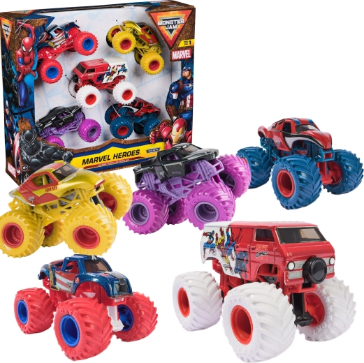 Monster Jam комплект 5 мини monster truck-а Marvel Heroes 1:64
