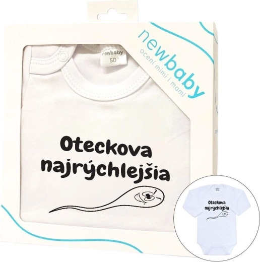 Baby bodysuit with print New Baby Daddy’s Fastest – gift packaging, size 68 (4–6 months)