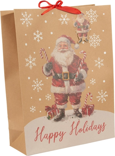 Christmas Gift Paper Bag XL Beige Mix of Designs - 1 piece