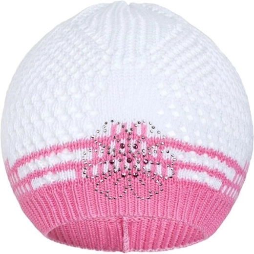 New Baby knitted hat with flower, pink