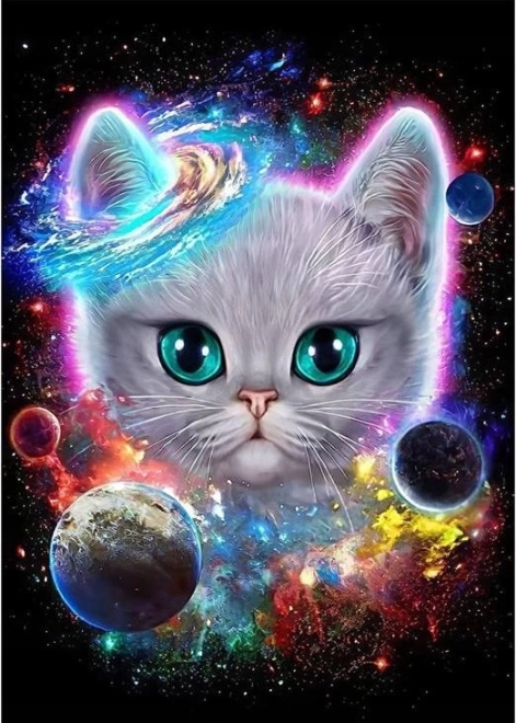 Диамантено рисуване Космическо коте 30 × 40 см