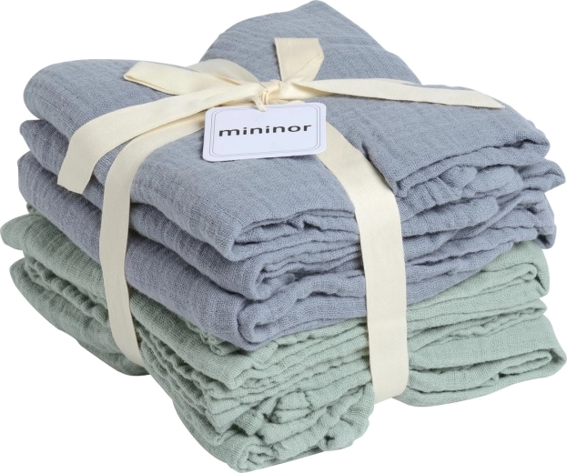 Mininor muslin organic diapers Grey Seal/Willow Green (6 pcs)