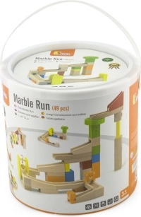 Wooden marble run set 49 pcs in a bucket viga