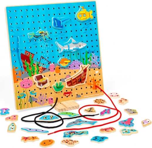 Bigjigs Toys дъска за прошнуроване – подводен свят