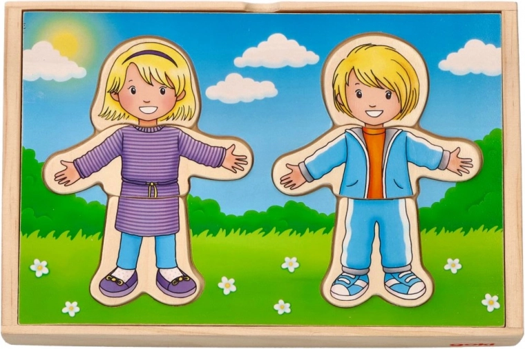 Wooden Puzzle for Children Dressing with Boy and Girl