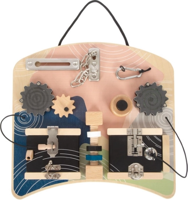 Motor Montessori board with locks and rotating elements small foot