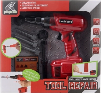 Children's battery-powered drill with attachments