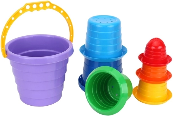 Children's stacking pyramid with cups and bucket