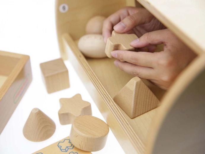 12 wooden geometric pieces
