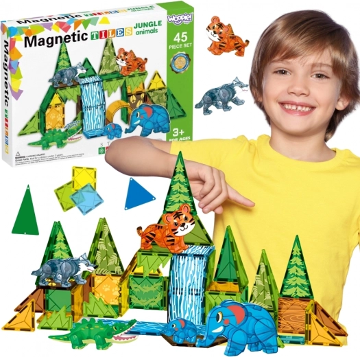 Магнитен конструктор 3D WOOPIE – животни от джунглата, 45 части