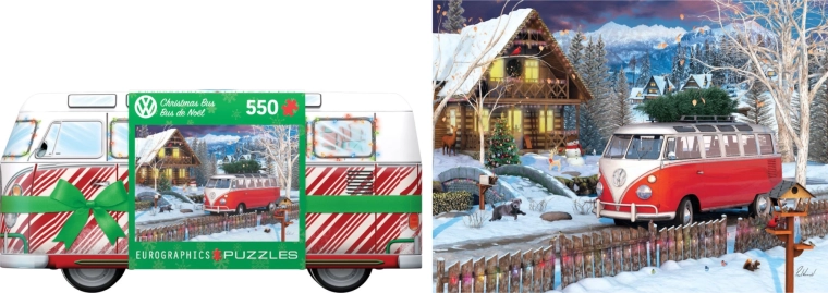 EUROGRAPHICS puzzle in a tin box Christmas Volkswagen bus 550 pieces