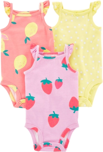 CARTER'S sleeveless bodysuits Dots Fruit for girls 3 pcs – 3 m