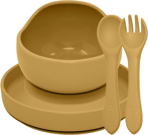 Petite&Mars dining silicone set TAKE&MATCH 3 pcs intense ochre 6m+