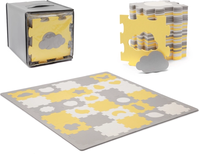 Kinderkraft foam puzzle mat Luno Shapes, 185 × 165 cm, yellow, 30 pieces