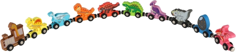 Colorful dinosaurs on wheels