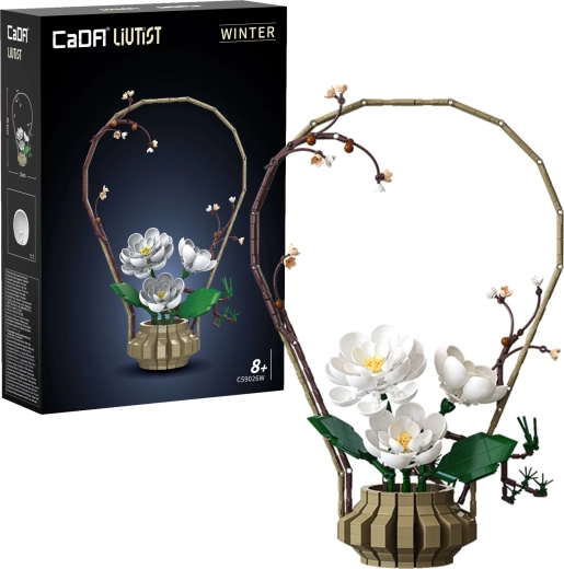 Конструктор CaDA Floral Art Winter Silence – цветна декорация 49,6 см, 1001 части