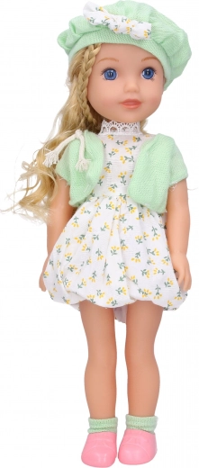 Doll with sounds 36 cm with handbag and cap