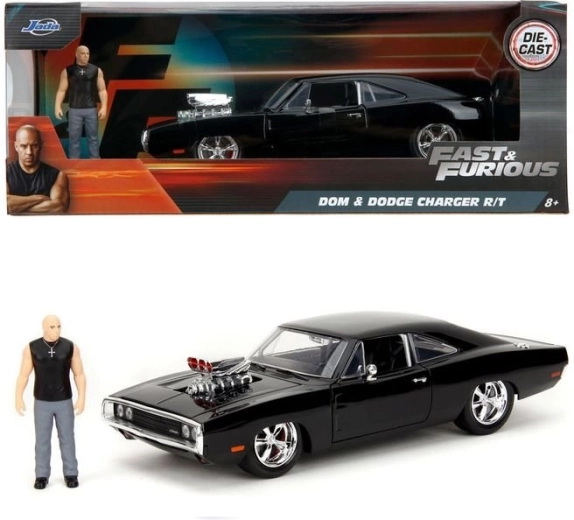 Метален модел Dodge Charger R/T 1970 1:24 с фигурка от „Бързи и яростни“ – Jada Toys